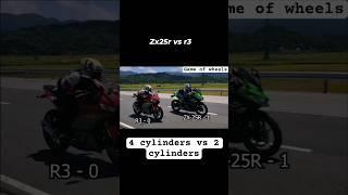 Kawasaki ZX25R vs yamaha R3 drag race