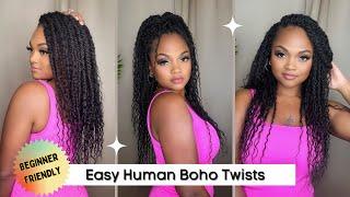 Beginner Friendly! Human Hair Boho Twists Step-by-Step | NEW Cuban Twist Soft & Natural+Island Curl