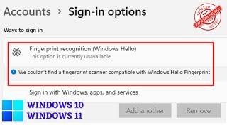 Windows hello fingerprint- This option is currently unavailable
