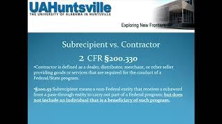 Subrecipient Vs. Contractor Guidance