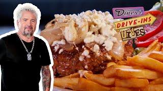 Guy Fieri Eats the Bruiser Burger & Cheeseburger SOUP  | Diners, Drive-Ins & Dives | Food Network