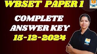 WB SET Answer Key 2024 15th Dec Paper 1 - West Bengal SET 2024 Answer Key Paper 1