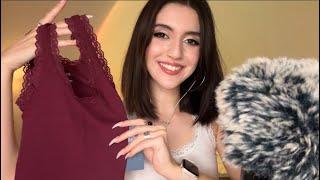 ASMR Shopping Haul  tingly whispering & fabric scratching