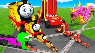 Big & Small: Thomas Trains vs Long Mcqueen vs Funny Trains | Cars vs Rails and Trains - BeamNG.Drive