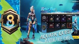 Next Royal Pass BGMI | 1 to 100 RP Rewards in A8 Aquatic Quest Royal Pass in PUBG Mobile