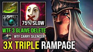 WTF 3x Triple Rampage 75% Slow Skadi + Arcane Curse 3 Glaive Hit Delete Hard Carry Silencer Dota 2