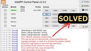 How to Solve Error MySQL Shutdown Unexpectedly in Xampp