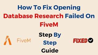 How To Fix Opening Database Research Failed Io Error Could Not Lock File On FiveM