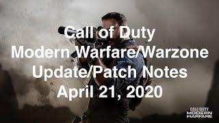 Call of Duty Modern Warfare & Warzone Update/Patch Notes!! April 21, 2020