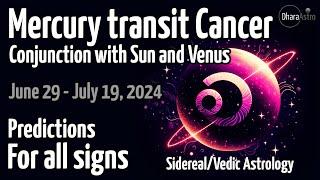 Mercury transit in Cancer 2024 | June 29 - July 19 | Vedic Astrology Predictions #astrology #Cancer