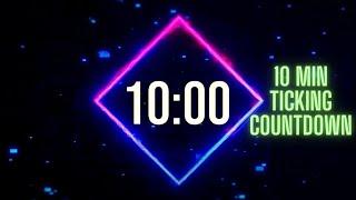10 minute ticking countdown timer with an alarm at the end.