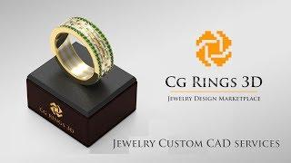 Jewelry Custom CAD Services - 3D Wedding Ring With Diamonds