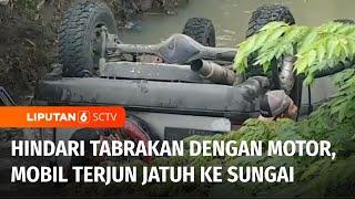 Hindari Motor, Mobil Terjun ke Sungai di Mojokerto | Liputan 6