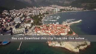 Aerial view of Budva in Montenegro, old town