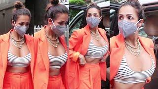 Malaika Arora Attractive In Orange Suit Exit With Seema Khan, Nirvaan Khan From Hakkasan