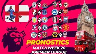 Pronostics Premier League Journee 20 : Liverpool Manchester United - Manchester City West Ham etc