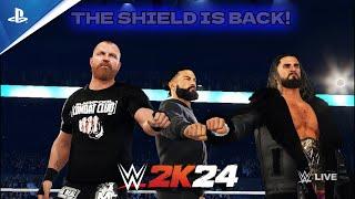 WWE 2K24 - THE SHIELD IS BACK! FULL ENTRANCE FT. ROMAN REIGNS, DEAN AMBROSE & SETH ROLLINS