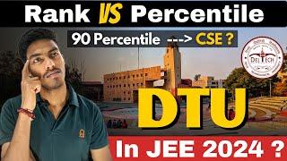 Percentile Required For DTU in JEE Mains 2024  | Rank Vs Percentile for DTU JEE Mains 2024  #jee