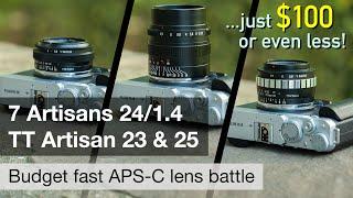 Budget f/1.4 APS-C lens battle: 7Artisans 24/1.4 vs. TT Artisan 23/1.4 & 25/2