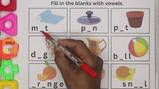 Master Vowels A, E, I, O, U: Fun Fill-in-the-Blank Activity for Kids!