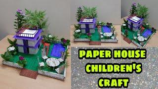 DIY-Newspaper house with pool,natural leaves and flowers||Beautiful dream house