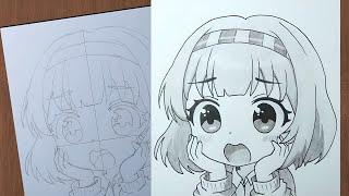 Easy drawing tutorial | How to make cute drawing of girl || Cute anime drawing for beginners