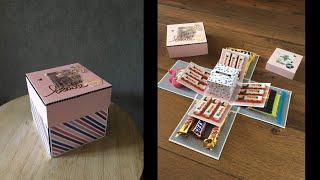 TUTO SCRAP Boîte à explosion (Grand modèle) Chocolats et petits cadeaux 