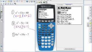 Calculator (college algebra): Factoring using the TI 84