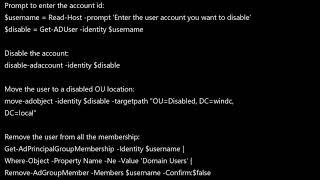How to disable an AD user, move to a different OU using PowerShell