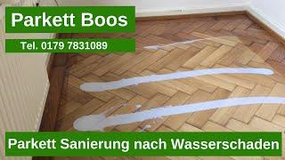 Parkett Sanierung nach Wasserschaden in Dortmund, Köln, und ganze NRW. Parkett Boos Tel. 01797831089