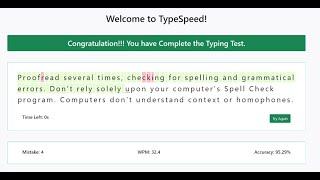 Type Speed Test make by HTML CSS JAVASCRIPT Promo