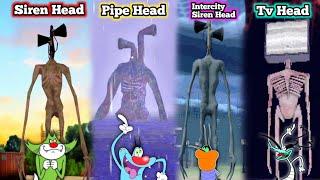 Siren Head The Game Vs Pipe Head Vs Piggy Chapter 1 Siren Head Mod Vs Tv Head With Oggy and Jack