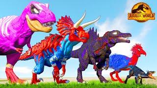 All Spiderman T-Rex vs SuperHero Dinosaurs Battle in Jurassic World |Dinosaur Pro 8 SuperHero Team