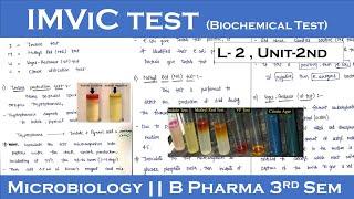 IMViC test || Microbiology || L-2 | Unit-2 || B.pharma 3rd sem || Carewell pharma