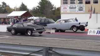 Big Block Chevy Vega VS Big Block Bel-Air 1/8 Mile Burnout & Drag