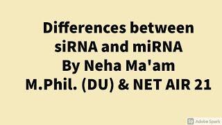 Differences between siRNA and miRNA | CSIR NET Life Sciences