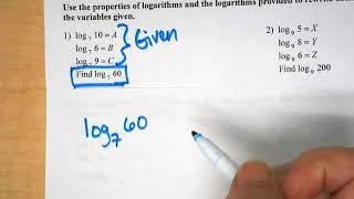 use log properties to evaluate given info #1
