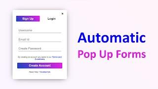 Pop Up HTML Form | Login & Registration Form