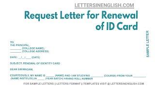 Request Letter For Renewal Of ID Card - Sample Application Letter for Renewal of Identity Card