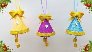 Glitter Foam Paper Crafts How to Make Christmas Bell Ornaments  DIY Christmas Decorations Idea