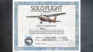 TW Solo Flight and Certificate