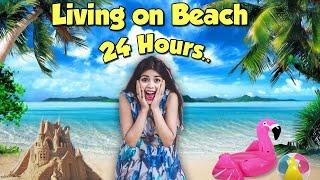 Living on a Beach for 24 Hours!! OMG *Buried in Sand* 