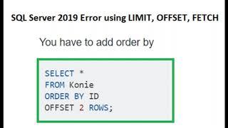 SQL Server 2019 Error using LIMIT, OFFSET, FETCH