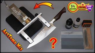 Sharpening HEZHEN KNIFE from Damascus steel 14Cr14MoVNb on a Kosim sharpener + Oil stones Kosim Pro