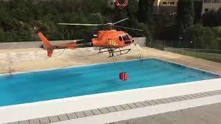 Portugal wild fires helicopter reload swimming pool