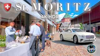 Switzerland St. MORITZ  Glamorous Village among the Mountains 4K HDR / Summer Walking tour