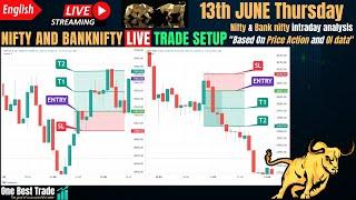 Live Nifty intraday trading | Bank nifty live trading | Live options trading | 13th June 2024 dhan