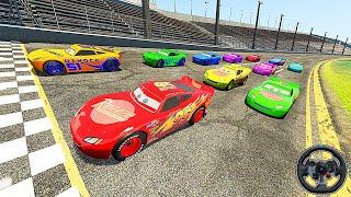 Race Disney Cars - Lightning McQueen VS Cruz Ramirez and Friends - BeamNG.Drive - Crash Zone