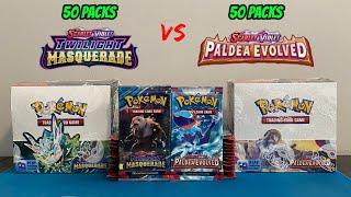 WOW!! 50 PACKS of TWILIGHT MASQUERADE vs 50 PACKS of PALDEA EVOLVED Pokemon Card Opening Battle!!