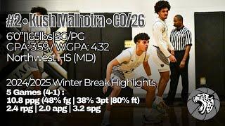 Kush Malhotra • CO/‘26 • 6’0”|165lbs|G • Northwest HS (MD) • Winter Break Highlights